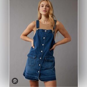 American Eagle Denim Overall Dress M
